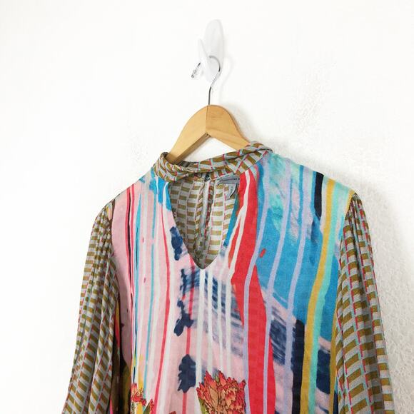 Anthropologie Conditions Apply Retro Peasant Blouse XS Colorful Balloon Sleeve - Picture 7 of 13